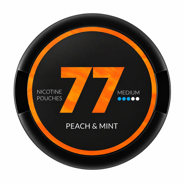 77 Peach and Mint medium strength nicotine pouches
