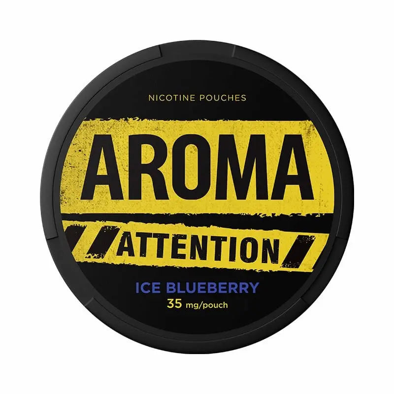 AROMA Attention Blueberry Ice 35mg nicotine pouches with blueberry and ice flavour.