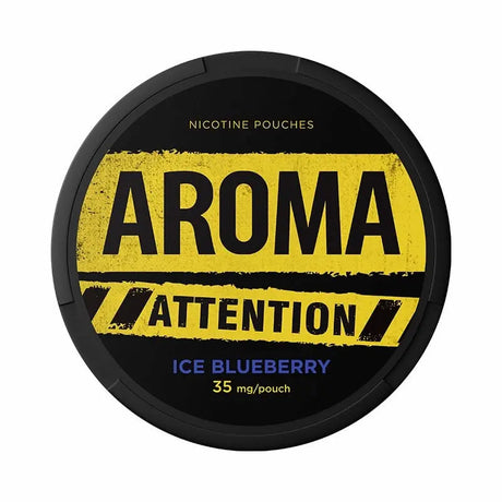 AROMA Attention Blueberry Ice 35mg nicotine pouches with blueberry and ice flavour.