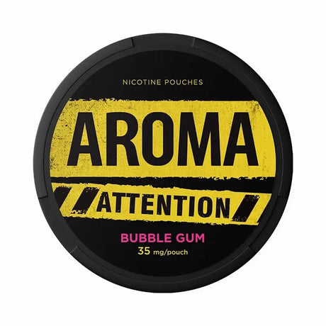 AROMA Attention Bubble Gum 35mg nicotine pouches with sweet bubble gum flavour.
