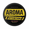 AROMA Attention Hot Peach 35mg nicotine pouches with hot peach flavour.