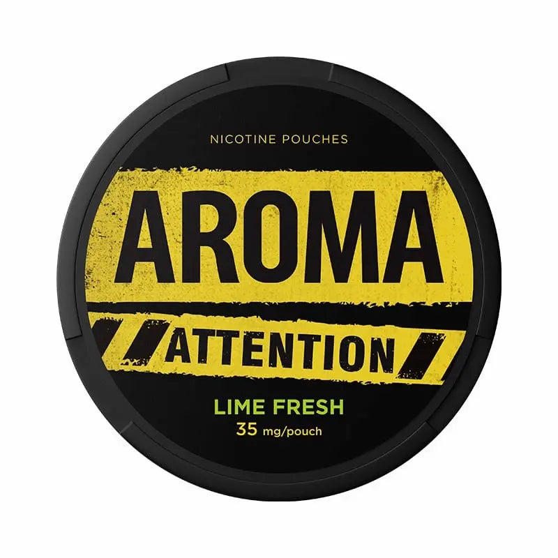 AROMA Attention Lime Fresh 35mg nicotine pouches with fresh lime flavour.