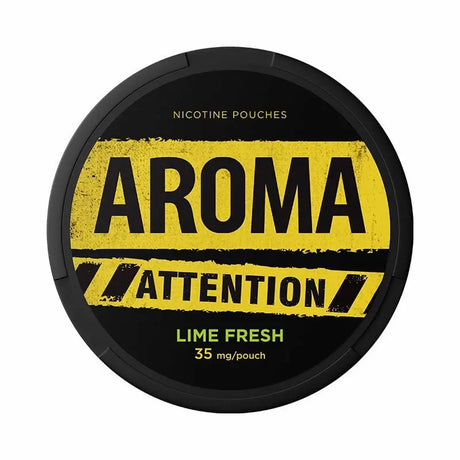 AROMA Attention Lime Fresh 35mg nicotine pouches with fresh lime flavour.