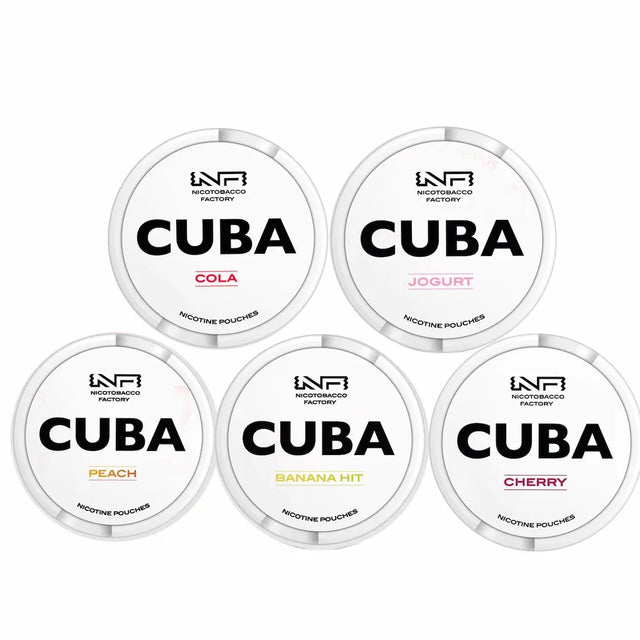 CUBA Whiteline bundle of 5 nicotine pouches 16mg medium strength flavours UK