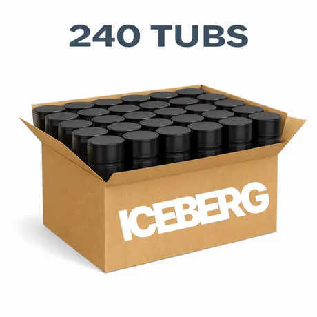 Bundle of 240 ICEBERG nicotine pouches with assorted flavours and strengths.