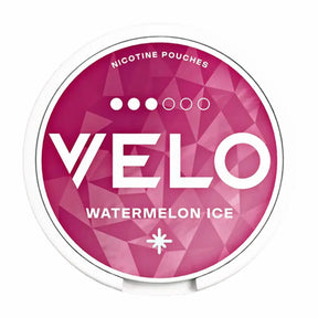 VELO Watermelon Ice 10mg Nicotine Pouches, refreshing watermelon flavour with cooling ice effect, slim pouch format.