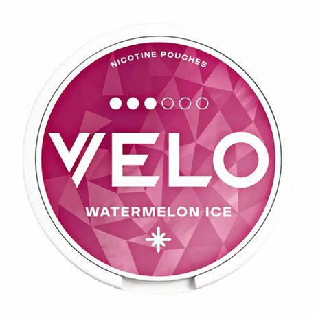 VELO Watermelon Ice 10mg Nicotine Pouches, refreshing watermelon flavour with cooling ice effect, slim pouch format.