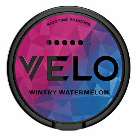 VELO Wintry Watermelon 14mg Nicotine Pouches, juicy watermelon flavour with a crisp cooling sensation, slim and discreet pouches.