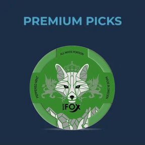 White Fox Peppermint 19mg nicotine pouches, strong mint flavour, tobacco free premium nicotine pouches