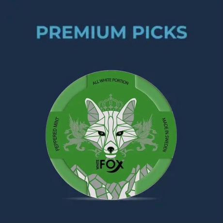 White Fox Peppermint 19mg nicotine pouches, strong mint flavour, tobacco free premium nicotine pouches