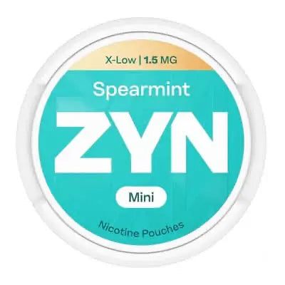 ZYN Spearmint Mini X-Low 1.5mg nicotine pouches with smooth spearmint and mild nicotine strength
